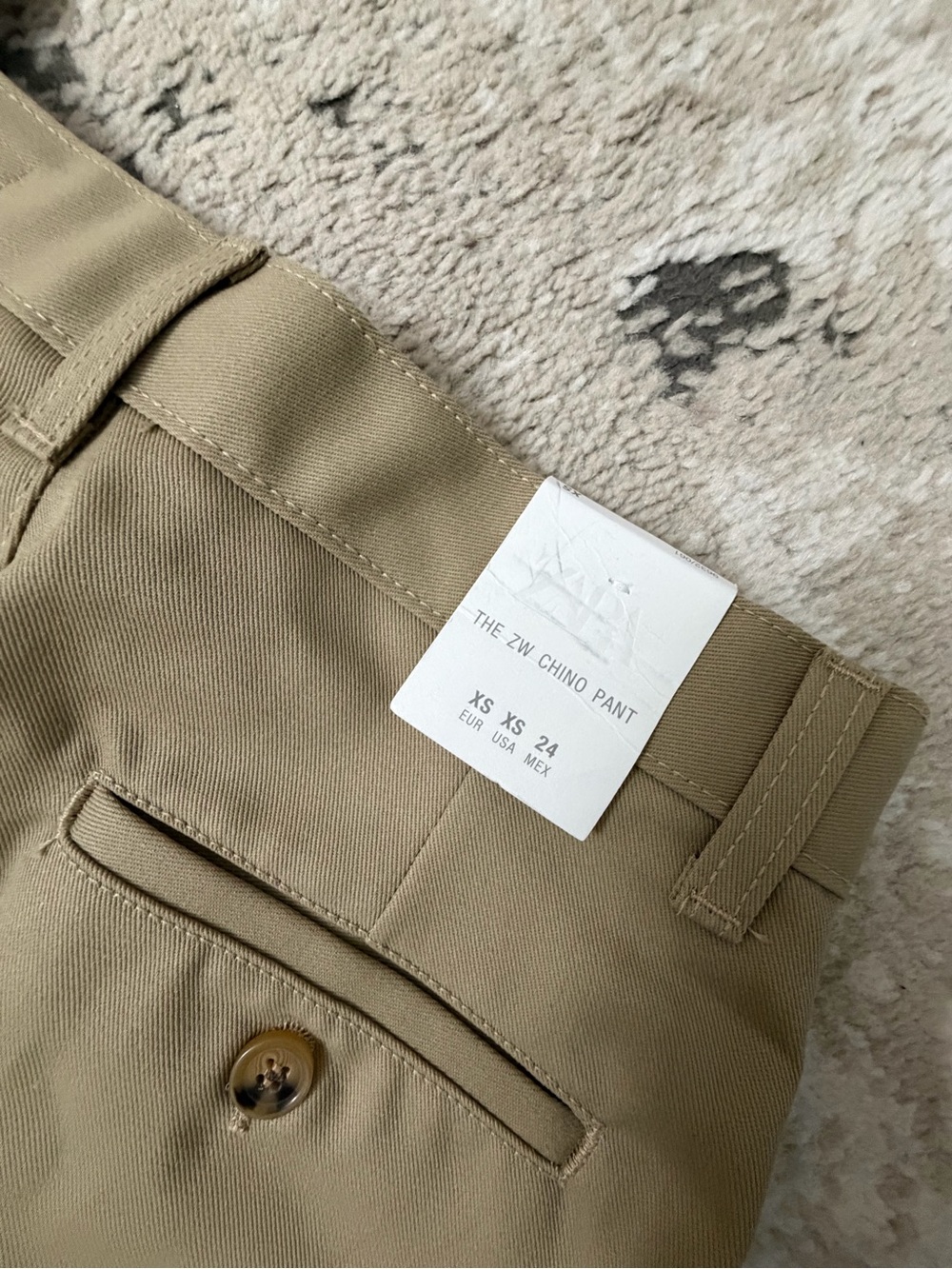 Zara Tan Chino Pants NWT Size XS - Picture 3 of 3